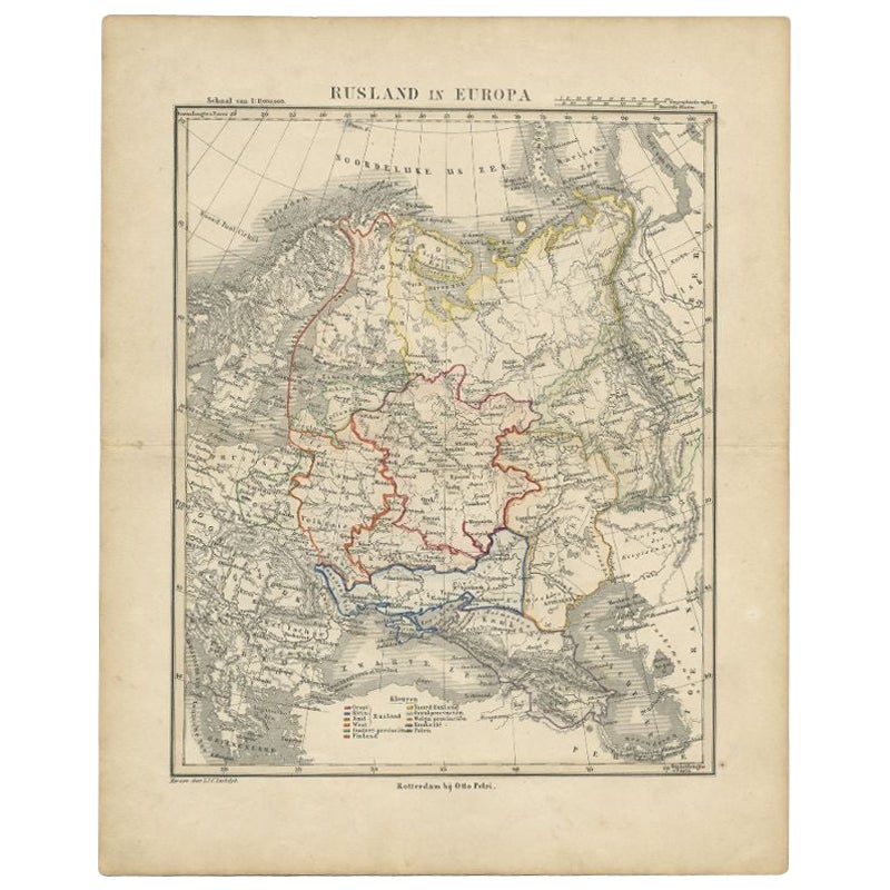 Antique Map of Russia in Europe by Petri, c.1873 For Sale