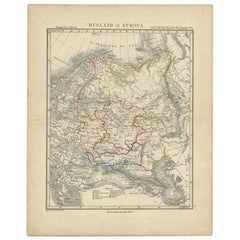 Carte ancienne de la Russie en Europe par Petri, c.1873