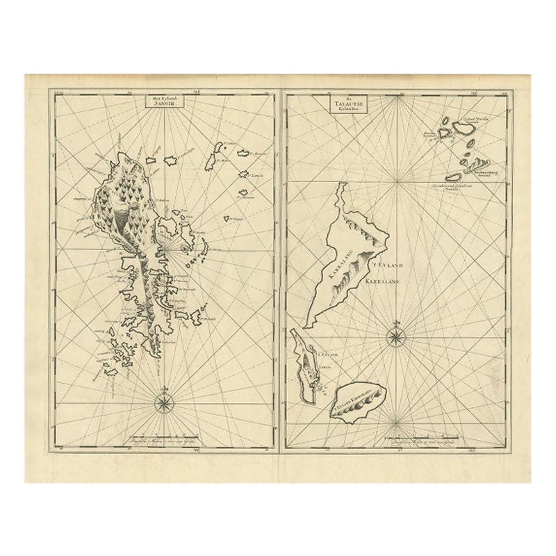 Antique Map of Sangir Island and the Talaud Islands by Valentijn, 1726