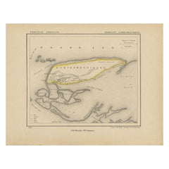 Carte ancienne de Schiermonnikoog, une île des Pays-Bas, 1868