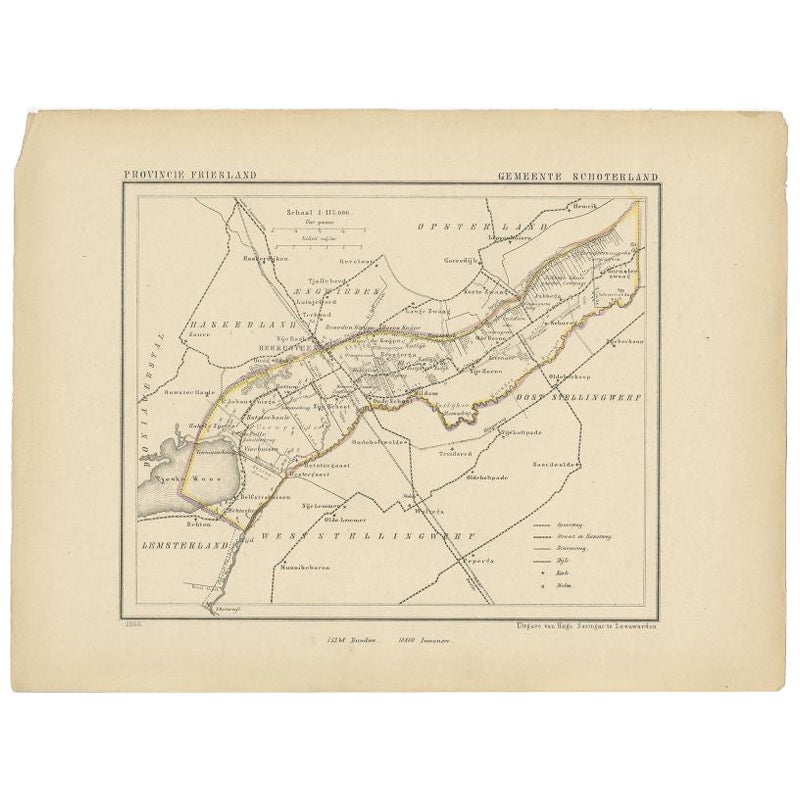Antique Map of Schoterland by Kuyper, 1868 For Sale