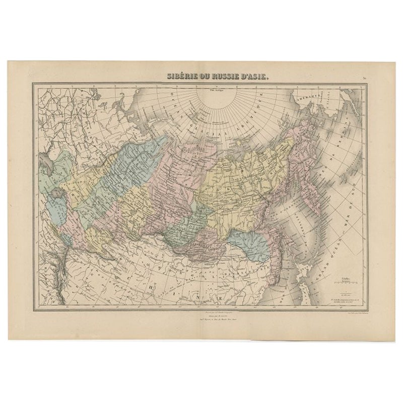 Antique Map of Siberia and Russia, c.1885 For Sale