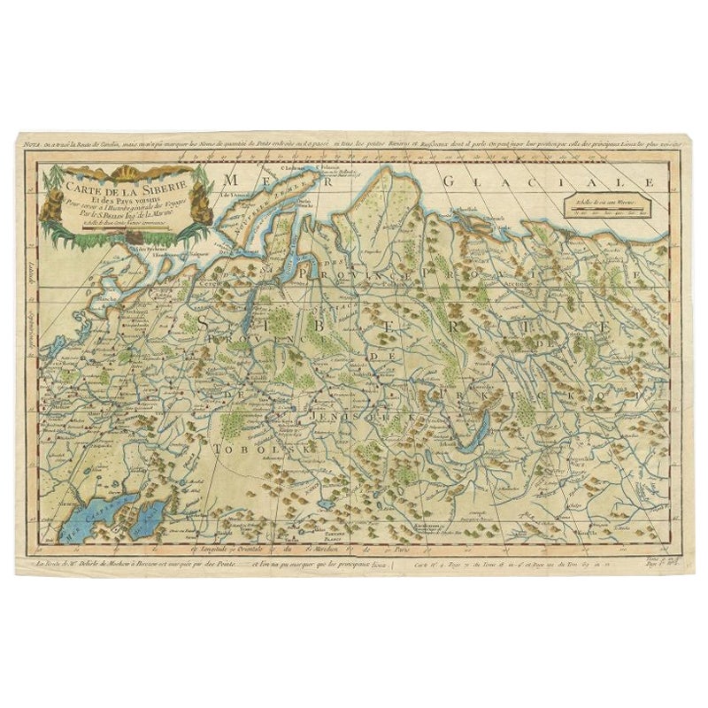 Antique Map of Siberia by Bellin, 1754 For Sale