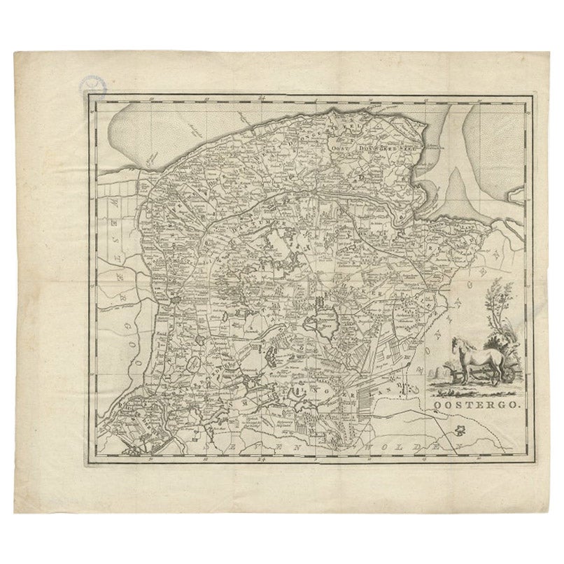 Antique Map of Oostergo, Friesland by Tirion, 1785
