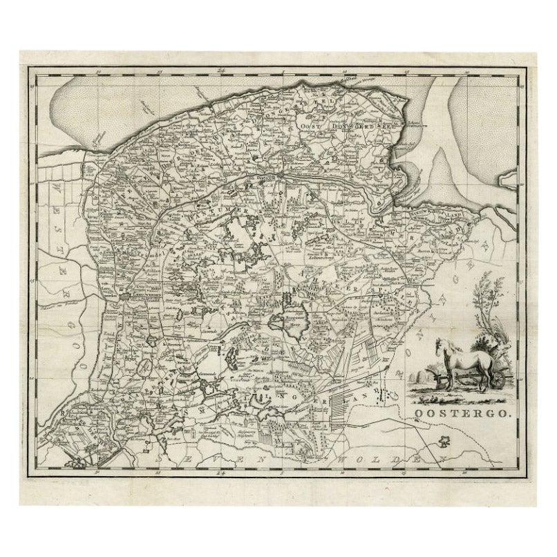 Antique Map of Oostergo, Friesland by Tirion, 1785 For Sale