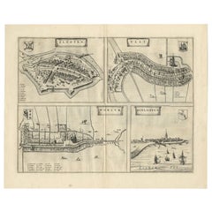 Antique Map of Sloten, IJlst, Workum & Hindeloopen by Blaeu, 1652