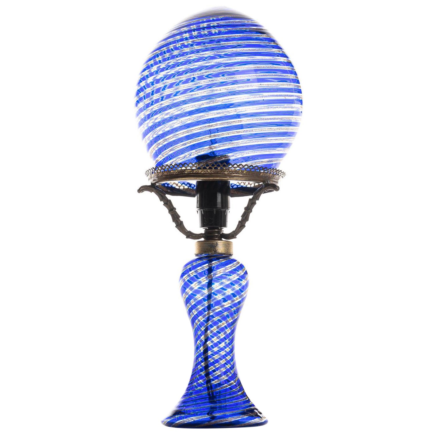 1940's Glass & Metal Table Lamp Attributed to Aureliano Toso