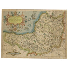 Antique Map of Somerset by Camden, c.1637
