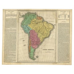 Interessante originale antike Karte von Südamerika, 1822