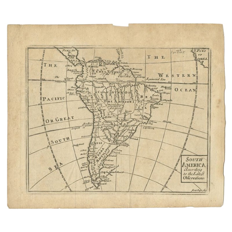 Antique Map of South America by Gordon, c.1745 For Sale