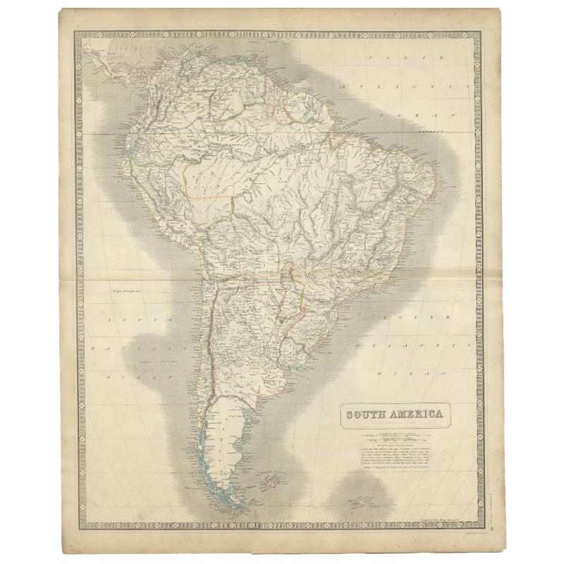 Antique Map of South America by Johnston, 1844 For Sale