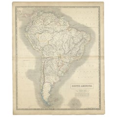 Mapa antiguo de América del Sur por Johnston, 1844