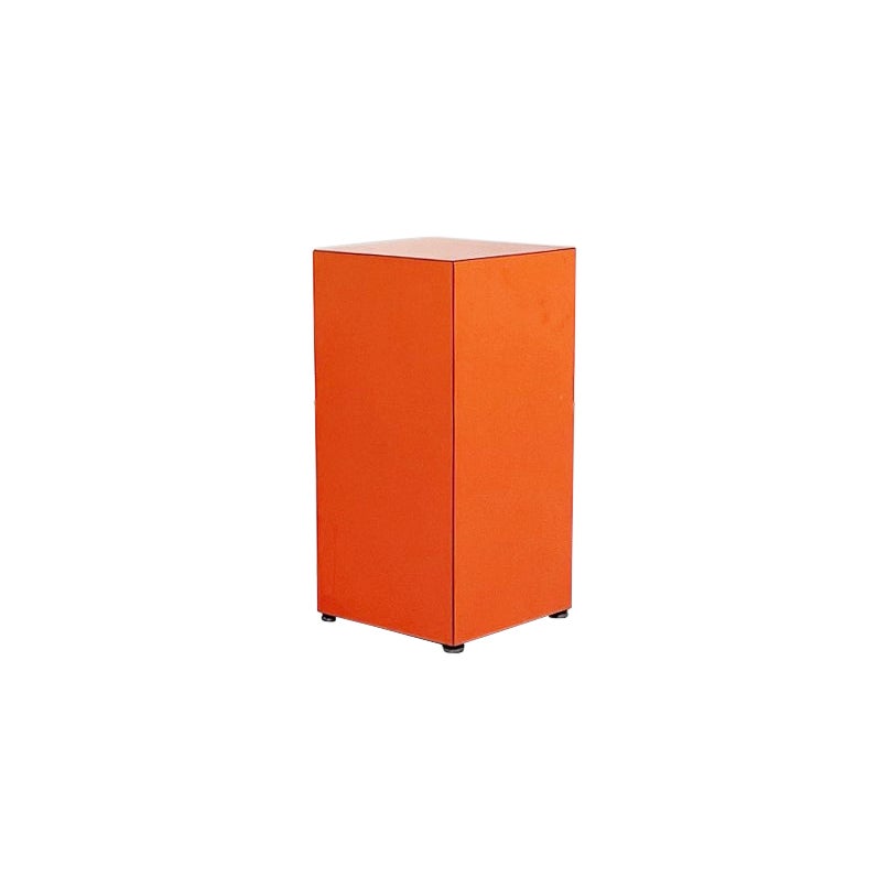 Italian Mid-Century Modern Orange Wood Parallelepiped Pedestal, 1970s