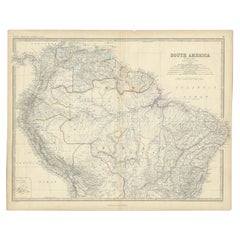 Antique Map of South America by Johnston, 1861