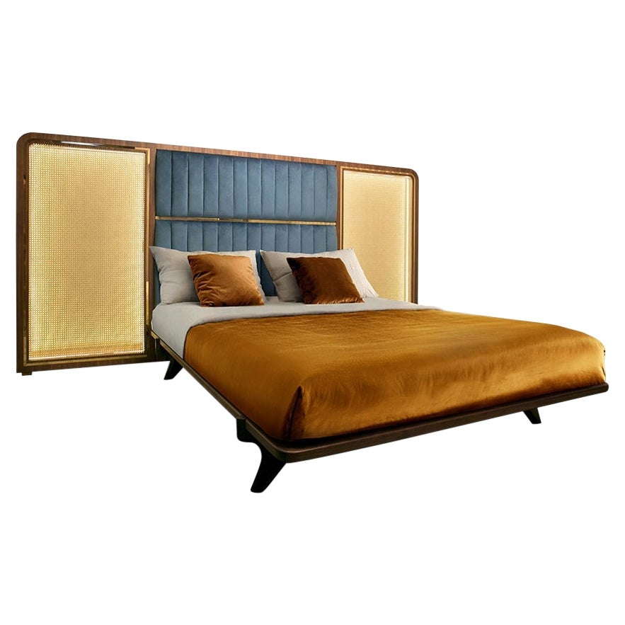 Mid Century Varnished Walnut Franco Bed by Essential Home For Sale