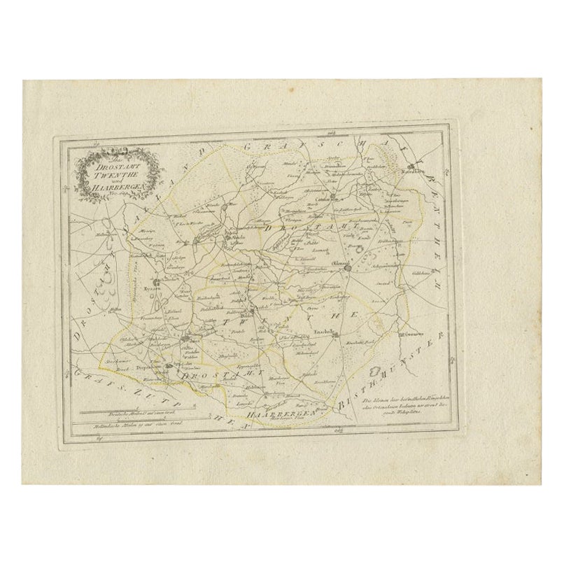 Antike Karte eines Teils von Overijssel von Von Reilly, 1792