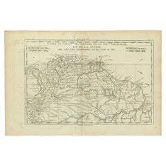 Antique Old Map Guiana, Columbia Venezuela, Andalusia in South America  by Bonne, c.1780