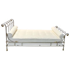 Maison Jansen Style Neoclassical Daybed Brass and Brushed Nickel