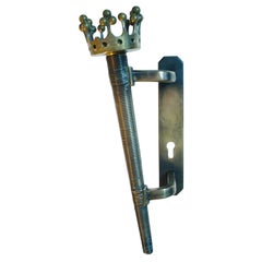 Large Push and Pull Bronze Door Handle with Medieval Torch