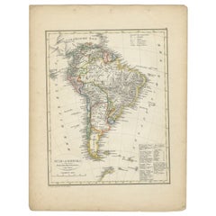 Antike Karte Südamerikas von Petri, 1852