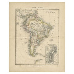 Antike Karte Südamerikas von Petri, um 1873