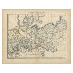 Carte ancienne de l'Allemagne du Nord par Petri, c.1873