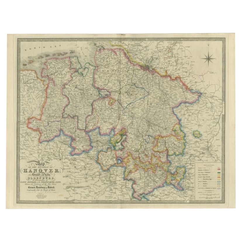 Antique Map of Northern Germany by Wyld, c.1840 For Sale