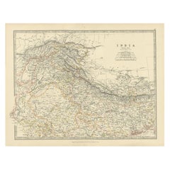 Carte ancienne de l'Inde du Nord par Johnston, 1867