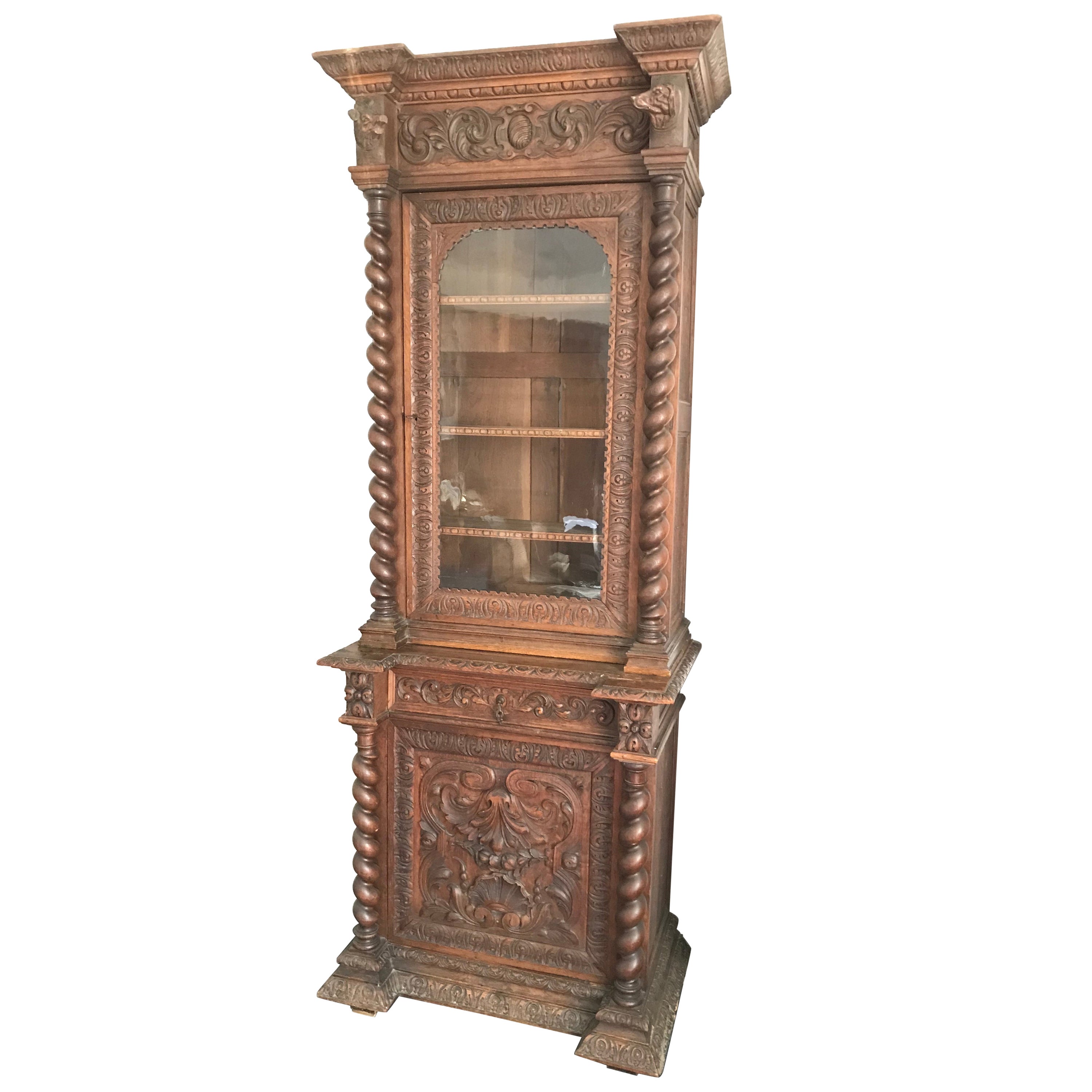 French Hunting Showcases, 'Vitrine' Louis XIII Style 19th Century France For Sale