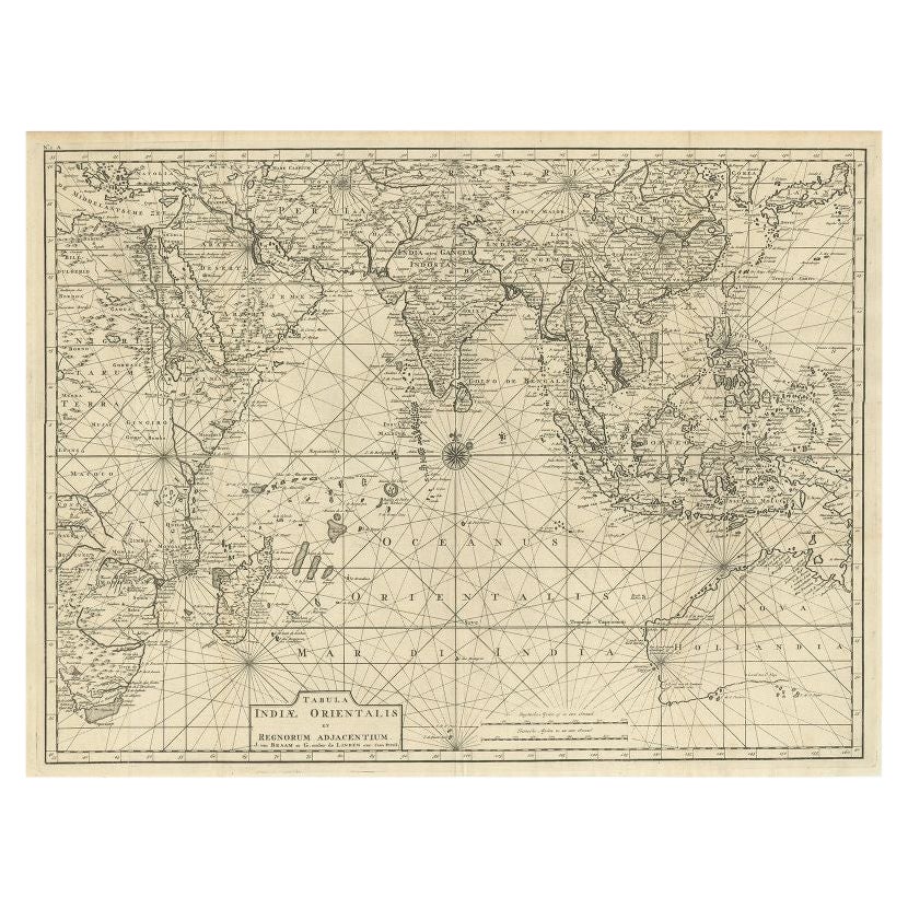 Antique Map of Southeast Asia and the Indian Ocean by Valentijn, 1726 For Sale