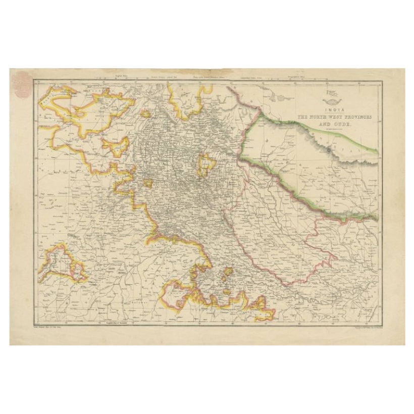 Antique Map of Northwestern India by Weller, 1857 For Sale