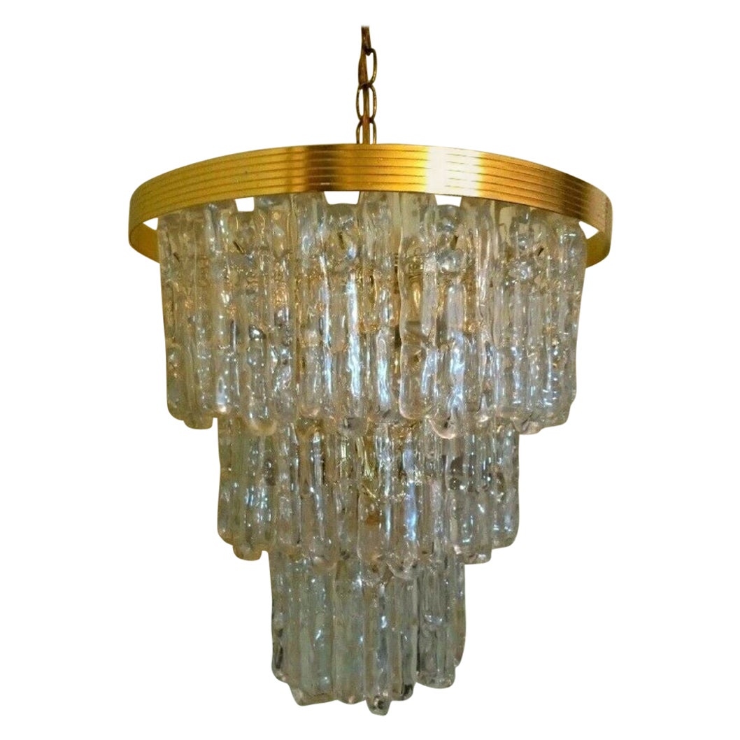 Lucite And Brass Kalmar Style Icicle Chandelier