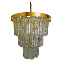 Lucite And Brass Kalmar Style Icicle Chandelier