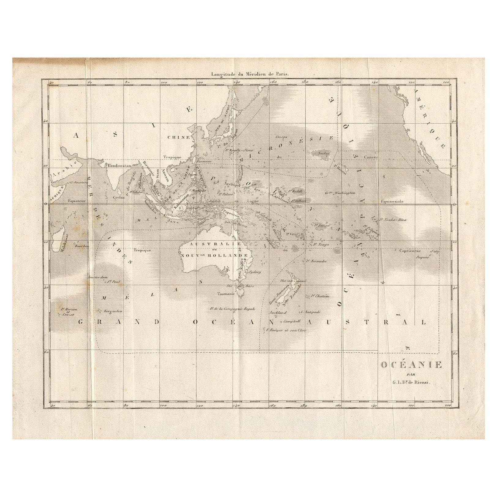 Antike Karte von Ozeanien von Didot, 1836