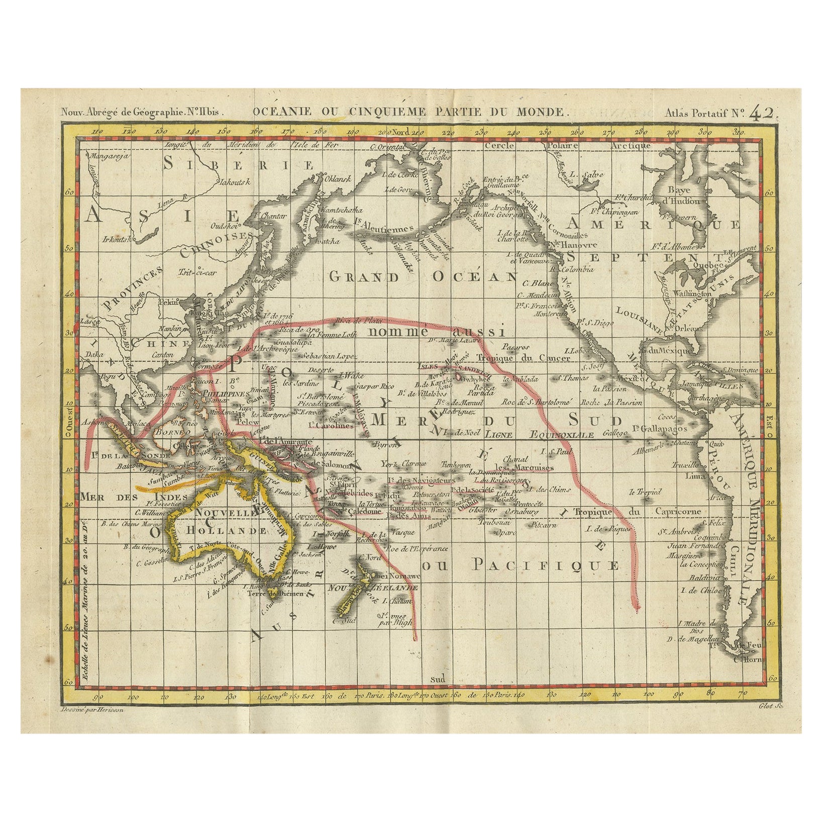 Antike Karte von Ozeanien von Hrisson, 1816