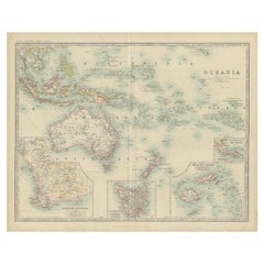 Antique Map of Oceania by Johnston, c.1865