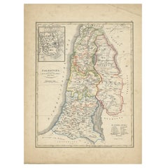 Carte ancienne de la Palestine par Petri, 1852