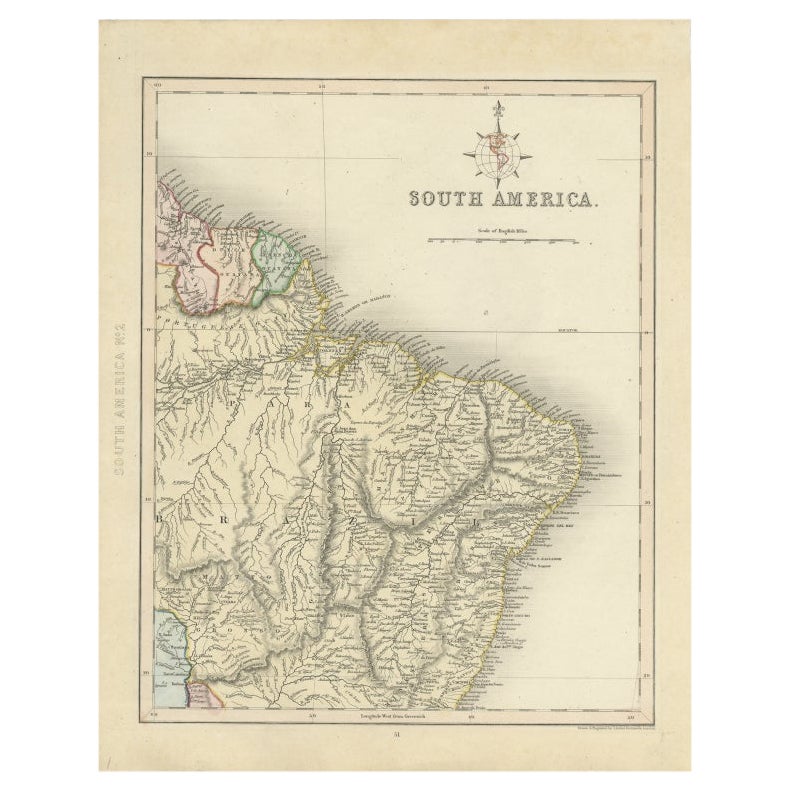 Antique Map of Part of South America by Archer, C.1860 For Sale