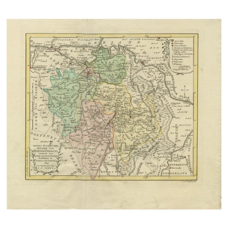 Antique Map of Part of the Former Duchy of Brabant by Van Baarsel, 1803 For Sale