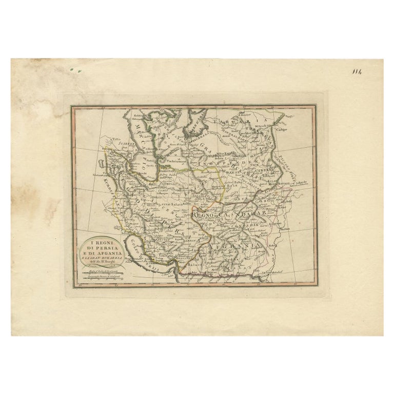 Antique Map of Persia and Afghanistan by Borghi, 1818 For Sale at 1stDibs
