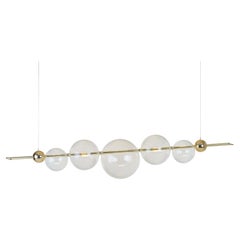 Dòry Five Lights Contemporary Artisanal Chandelier Messing, geblasenes Glas, dimmbar