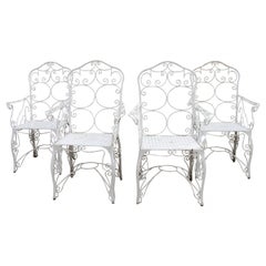 Used 1970s Set of Four Iron Chairs Painted in White