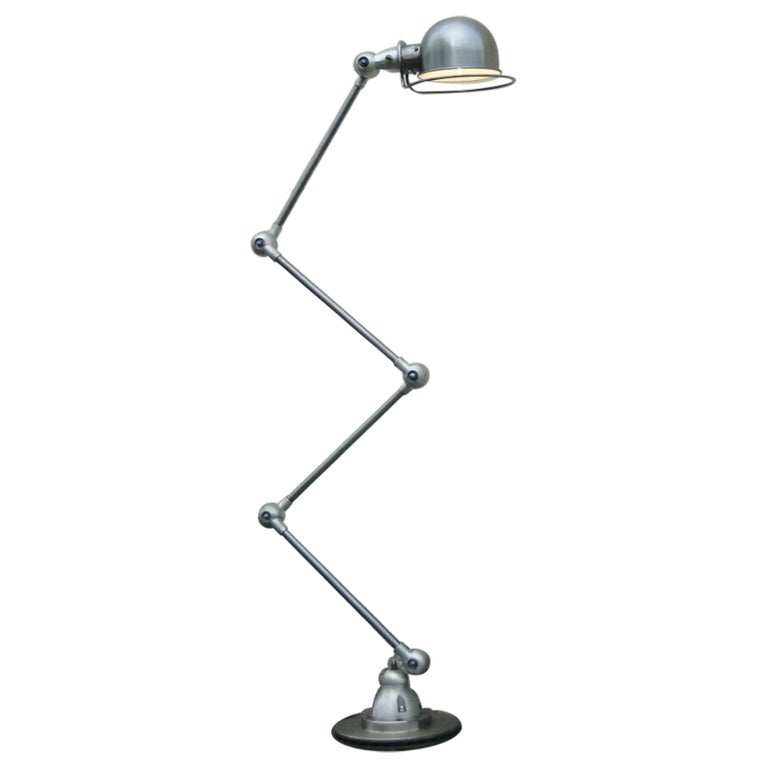 Vintage French Modernist Industrial Jielde 4 Arms Brushed floor Lamp 1950 For Sale