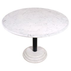 Retro 1980s Ettore Sottsass Attributed Round Carrara Marble Dining Table, Italy