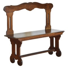 Used Italian Shaped Walnut Mid 19th Century Hall Bench