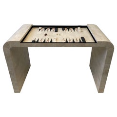 Travertine and Brass Waterfall Game Table by Maitland Smith 