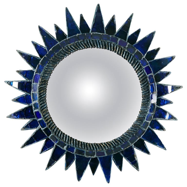 '50s Line Vautrin 'Soleil à Pointes N.3' Mirror in Bleu Talosel