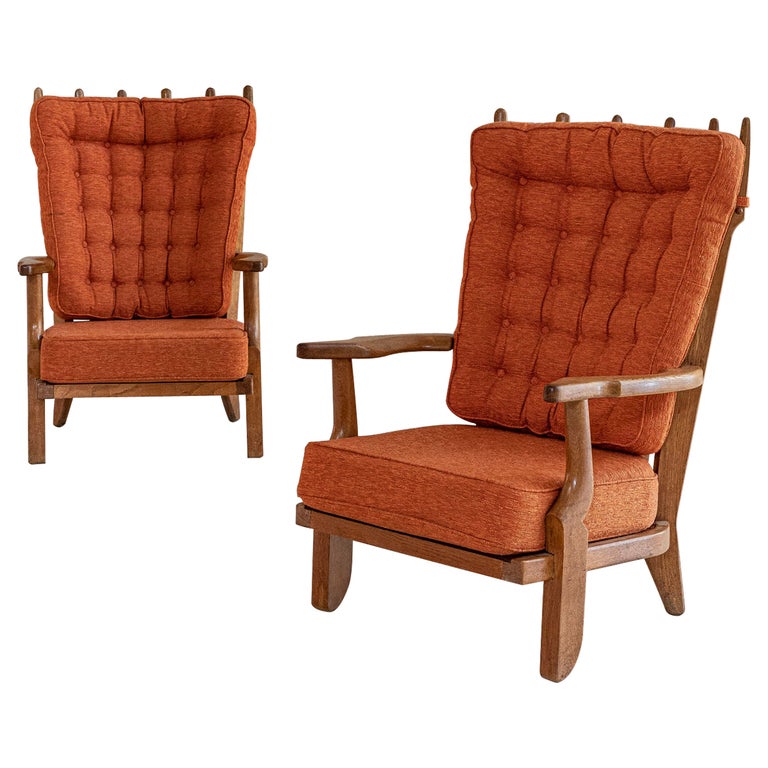 Pair of 'Grand Repos' Lounge Chairs by Guillerme & Chambron For Sale
