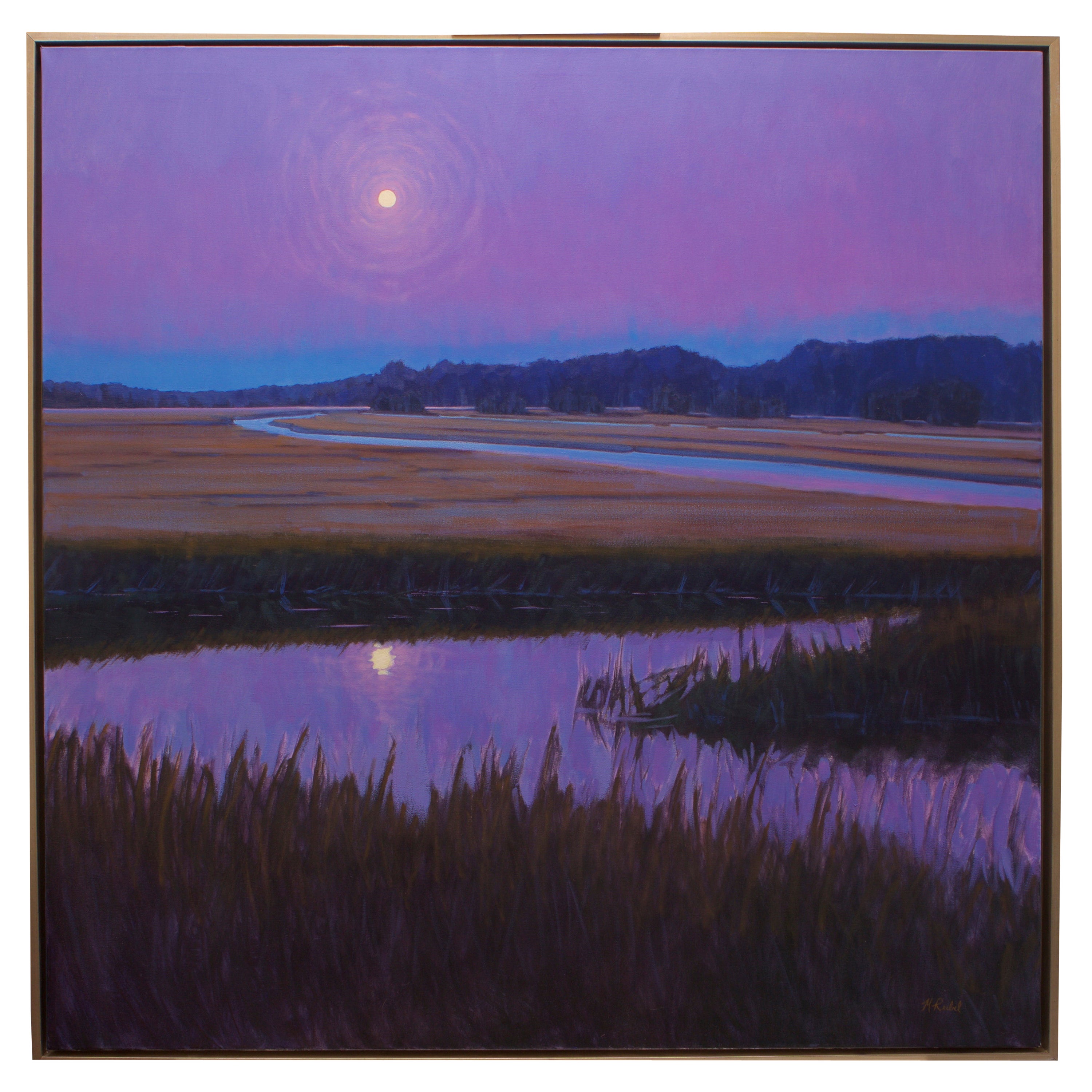 Framed Oil on Canvas "Nocturne Illumination in the Low Country", Michael Reibel