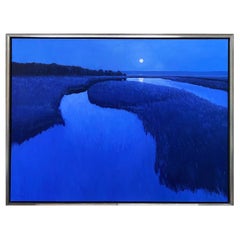 Framed Oil on Canvas "Blue Moon Nocturne", Michael Reibel